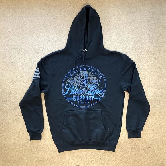 HOWITZER MENS BLUE 'BACK THE BLUE' DISTRESSED GAPHIC HOODIE - NWOT - - Picture 2 of 7